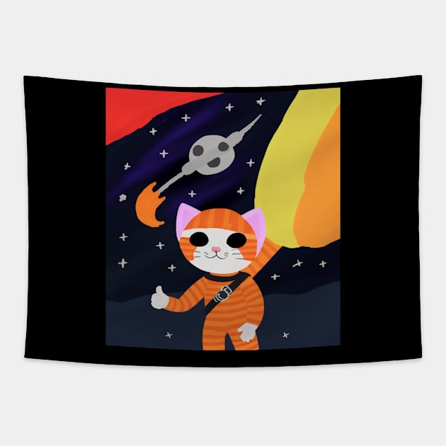 cat out in space Tapestry by Catbrat