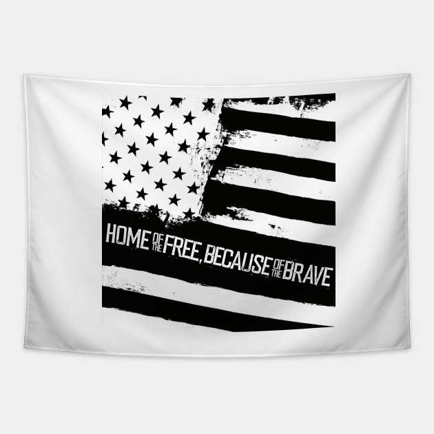 Home Of The Free Monochrome American Flag American Flag Tapestry