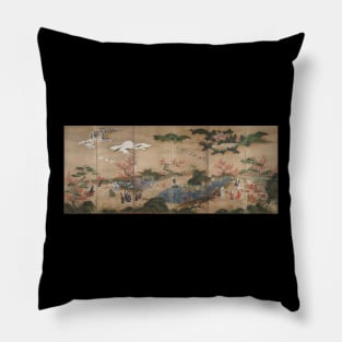 Kano Hideyori - Maple Viewing at Takao Woodblock Pillow