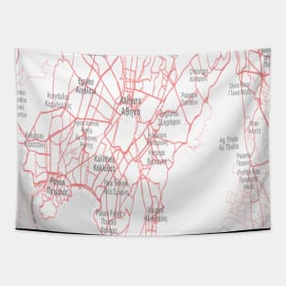 Athens red & white map Tapestry