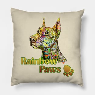 Rainbow paws - multicolor dog Pillow