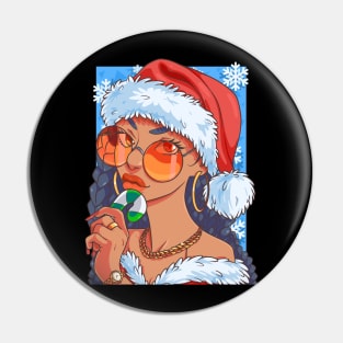 Black Santa Claus Gangster Christmas Pin