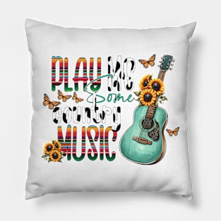 Play me some country music Retro Country Music Heartbeat Western Cowboy Cowgirl Gift Pillow