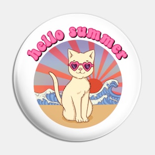 Hello summer - cat beach sunglasses Pin