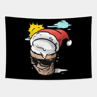 Soft Ice Cream With Santas Hat Sunglasses Christmas In July Tapestry