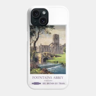 Fountains Abbey, Yorkshire - Vintage Railway Travel Poster - 1956 Phone Case