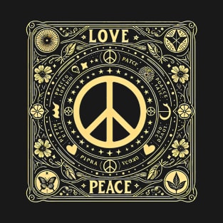 Hippie Peace Gold Tarot - No War Love Sign T-Shirt