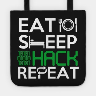 Eat Sleep Hack Repeat Hacker tshirt hacking gift Tote