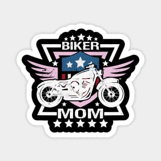 Biker Mom White Motorcycle Pink Wings Flag Magnet