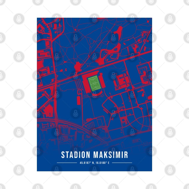 Maksimir Stadion Blue Map Design by TopFootballStadiums