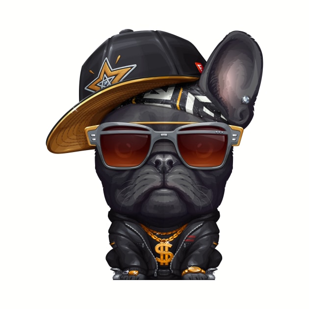 Black French Bulldog Hip-Hop Super Star by stonemask