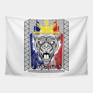 Philippine Flag Tribal line Art Tiger/Baybayin word Mindanaw (Mindanao) Tapestry