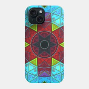 Mosaic Kaleidoscope Flower Red Blue and Green Phone Case