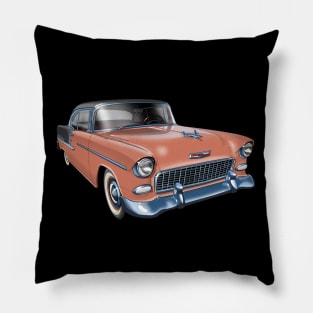 1955 Chevrolet in coral and grey Pillow