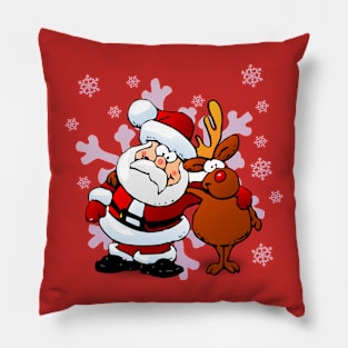 Santa Claus with Reindeer Pillow