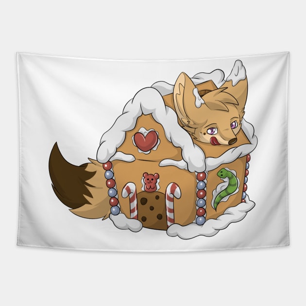 Gingerbread House - Fennec Fox Tapestry by Fennekfuchs