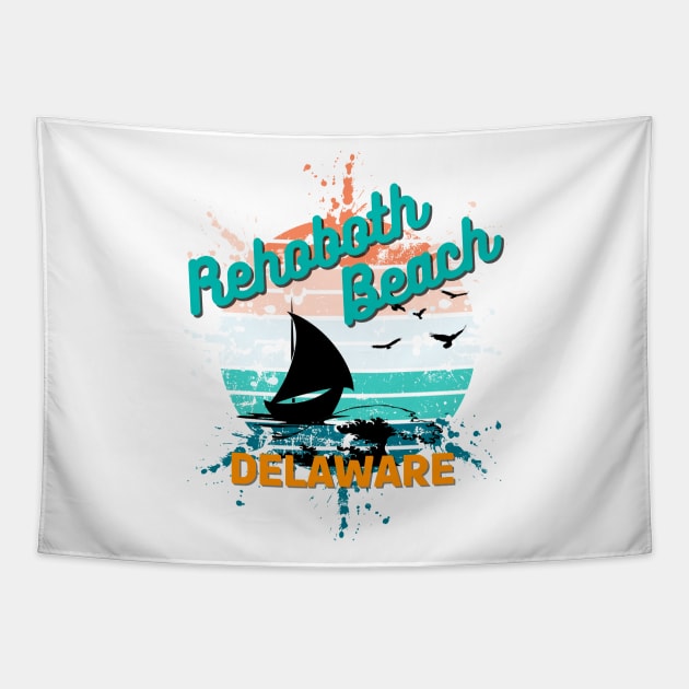 Rehoboth Beach Delaware Retro Vintage Sunset Tapestry by AdrianaHolmesArt
