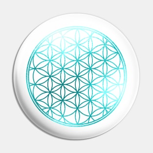 Flower of Life, Aqua, Faux Foil Pin