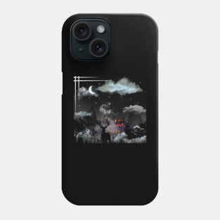 Starry Night Guardian - A Deer's and Fiery Landscape Phone Case