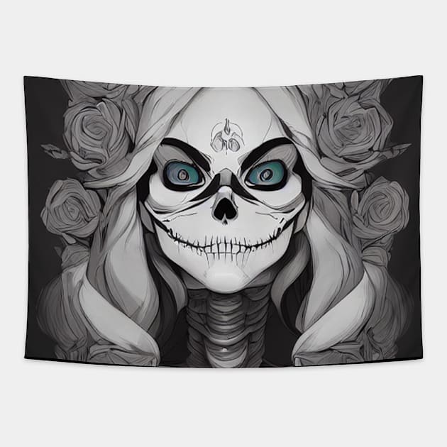 Beyond Mortality: Embodying the Eternal Power of Skulls in Art and Design Tapestry by ShyPixels Arts