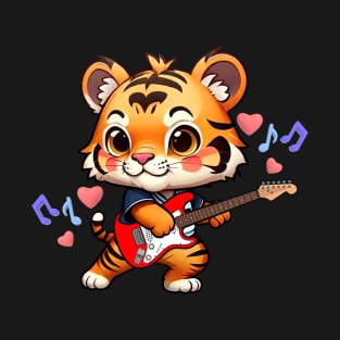 Unleash the Wild Melody: Captivating Tiger Strums on Strings T-Shirt