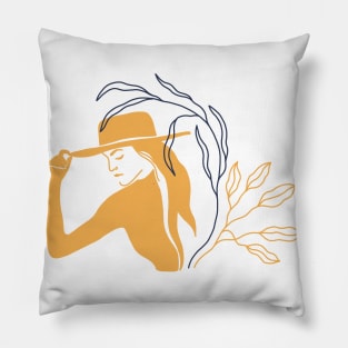 Wild Women Leaf Illustrations Pillow