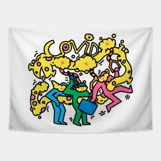 COVID Loop Pop Art White Tapestry