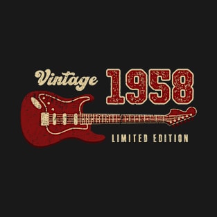 Vintage 1958 Birthday Guitar Lovers 65th Birthday T-Shirt