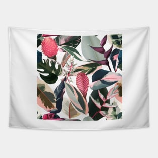 Chic and Modern Tropical Floral and Foliage Tapestry