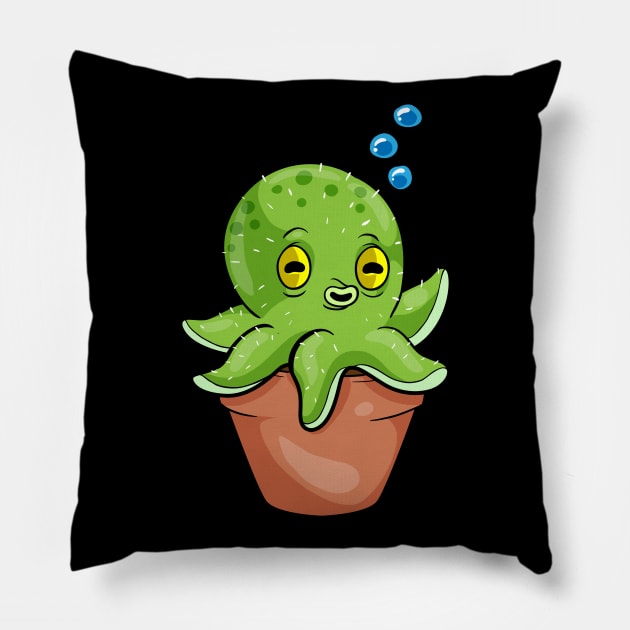 Octopus as Cactus in Pot Pillow by Markus Schnabel