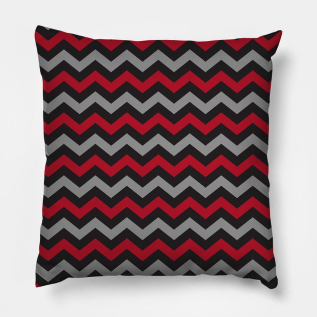 Red Black and Grey Chevron Zigzag Pattern Pillow by squeakyricardo