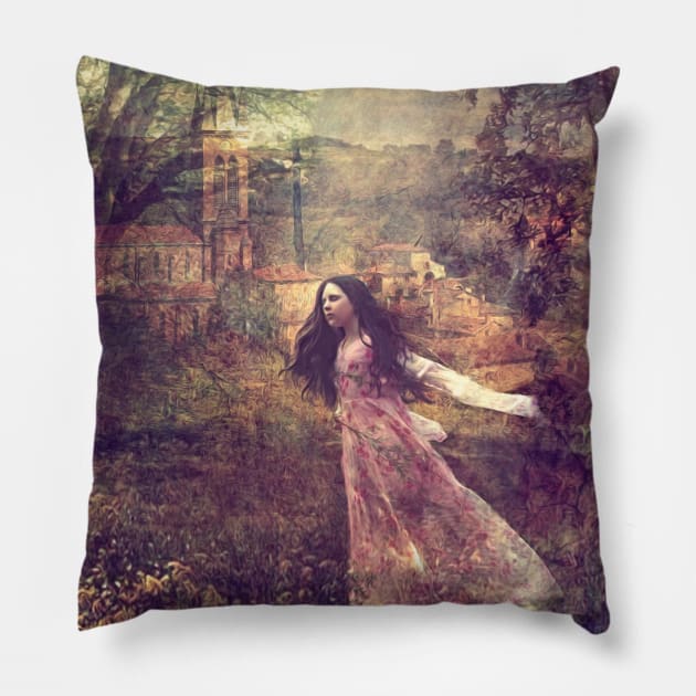 Fairytale Pillow by Phatpuppy Art