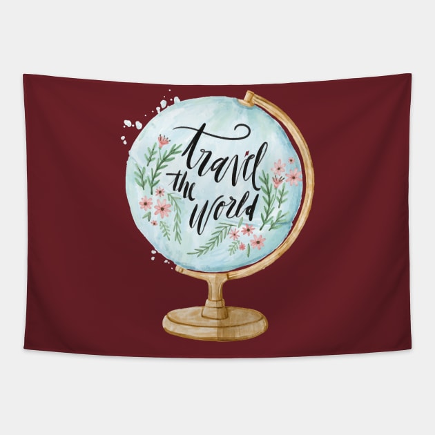 travel shirt | globe world vacation | earth traveler Tapestry by OutfittersAve