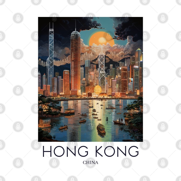 A Pop Art Travel Print of Hong Kong - China by Studio Red Koala