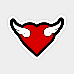 Winged Red Heart 03 Black Magnet