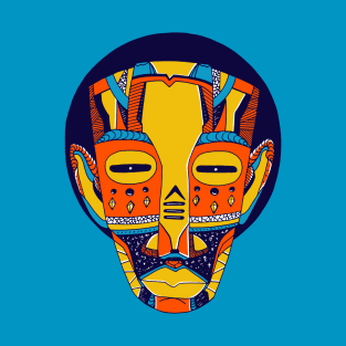 Orange Blue African Mask No 3 T-Shirt