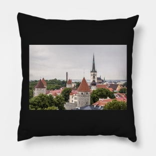 Aerial cityscape of old town of Tallinn Pillow