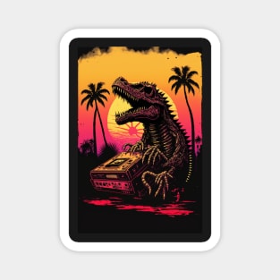 Synthwave Dinosaur Skeleton Magnet