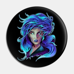 Blue Hair woman Pin