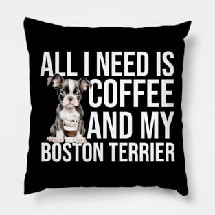 Boston Terrier And Coffee Pillow