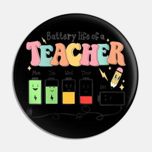 Retro Teacher Battery Life Of A Teacher Student School Pin