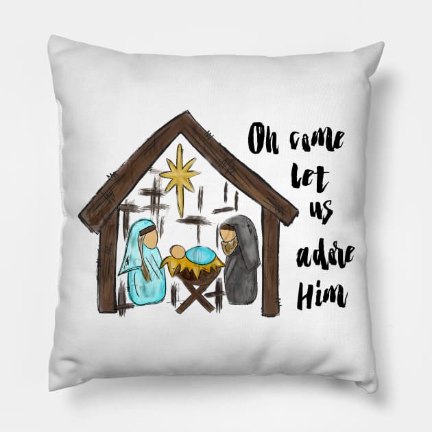 Oh come let us adore him Pillow by VinitaHilliard