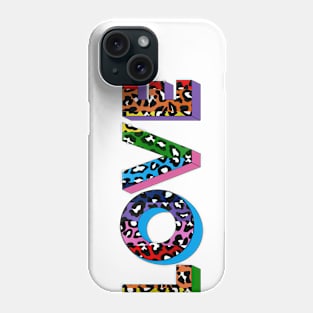 Rainbow Leopard Spots Print Love Word Art Phone Case