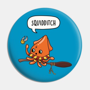 Squidditch Squid playing Quidditch Pin