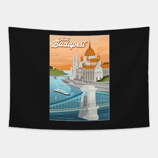 Travel Poster Budapest Hungary Danube Tapestry