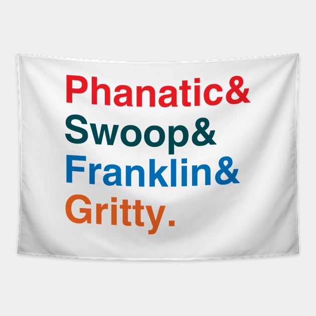 Philly Mascots List (variant) Tapestry by GloopTrekker