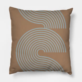 Brown Earthy Tones Lines and Curves Retro Pattern Pillow