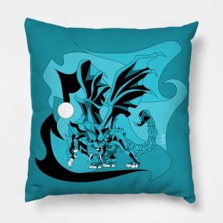 blue manticore manticora ecopop lion winged beast art Pillow