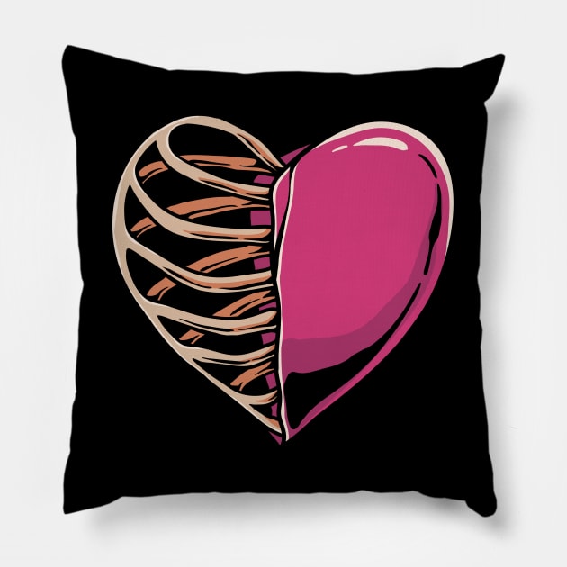 Heart and skeleton Pillow by PlasticGhost