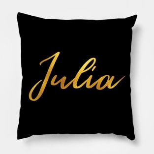 Julia Name Hand Lettering in Faux Gold Letters Pillow